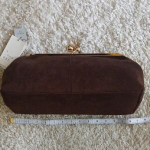 NWT MED SIZE BROWN SUEDE CLUTCH